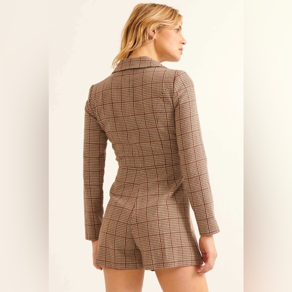 Promesa Brown Blazer Romper with Wrap Design - Picture 2 of 14